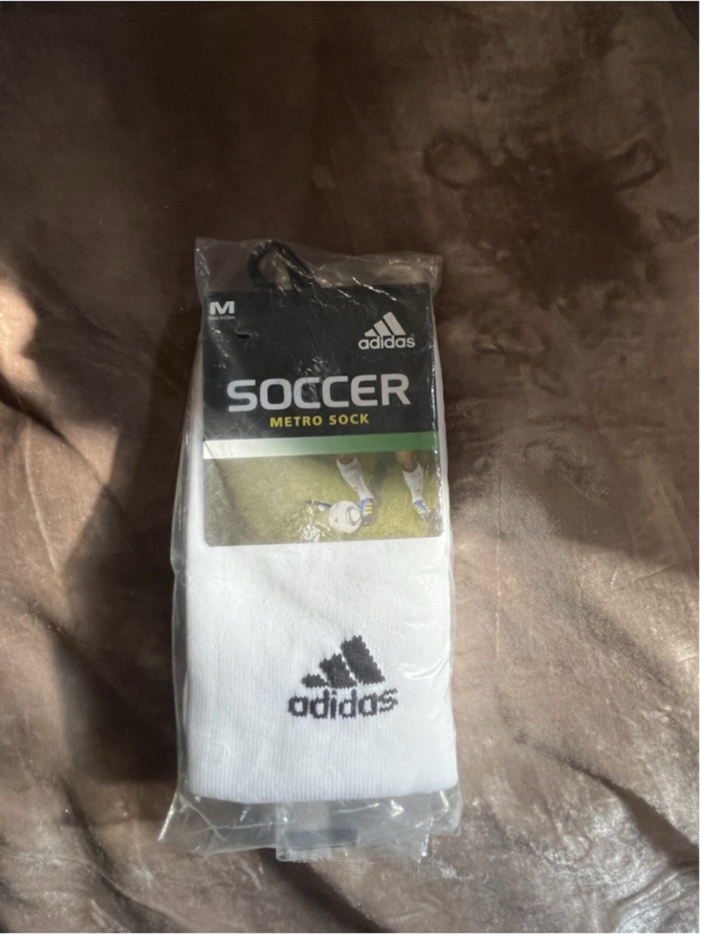 Adidas Large Men's Shoe Size M White Logo Soccer Metro Socks 1 Pair NWT